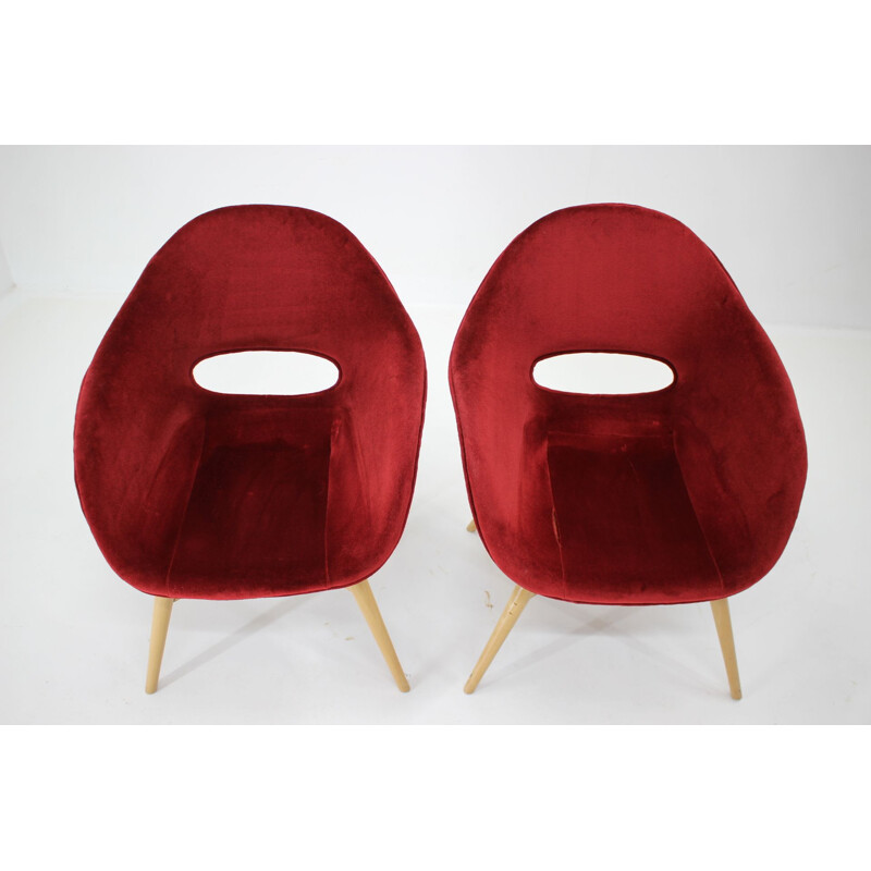 Pair of vintage armchairs "Shell" by Miroslav Navratil, Czechoslovakia 1960