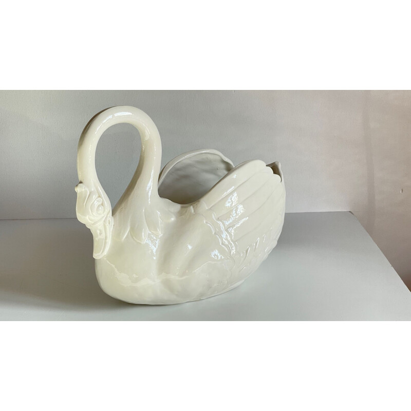 Vintage Italian swan ceramic planter