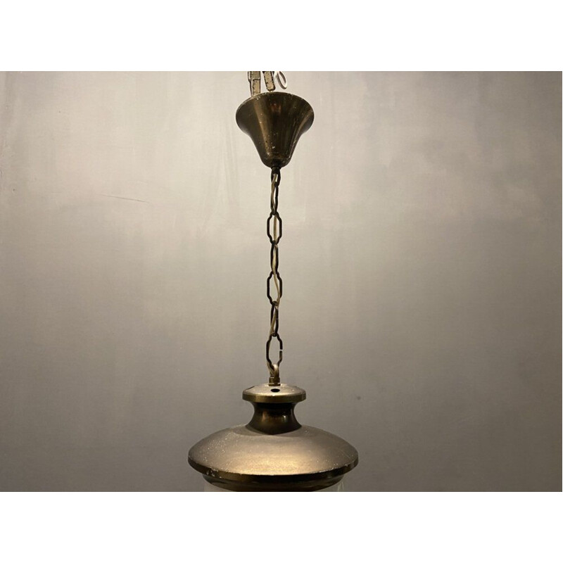 Coppia di lampade a sospensione vintage in vetro di Murano bianco, Italia