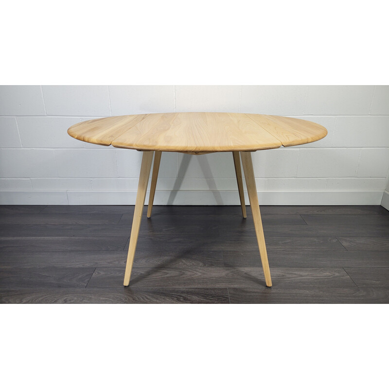 Vintage Ercol round drop leaf dining table, 1960s