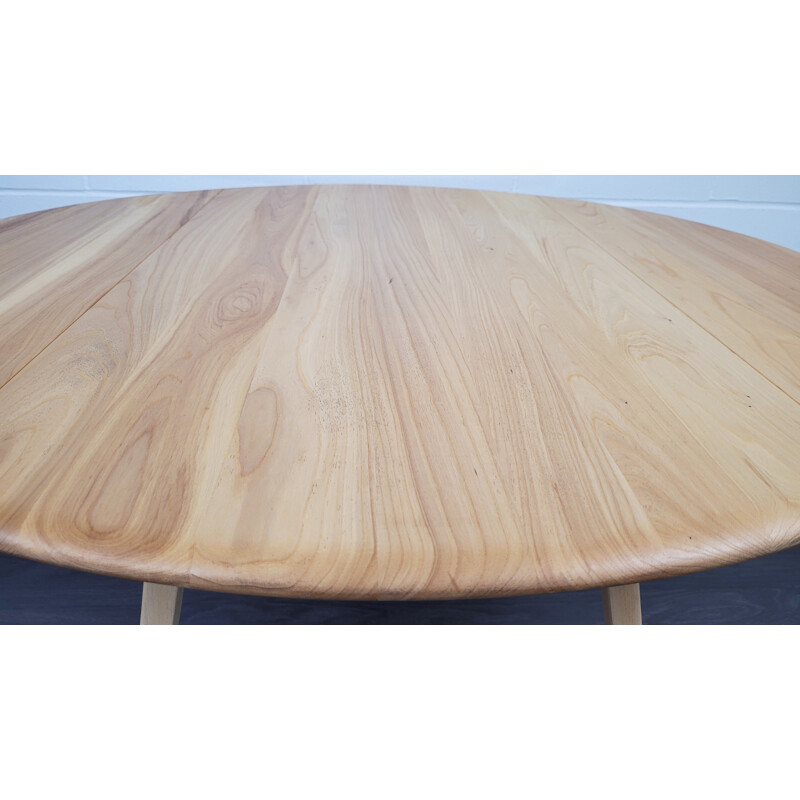 Vintage Ercol round drop leaf dining table, 1960s