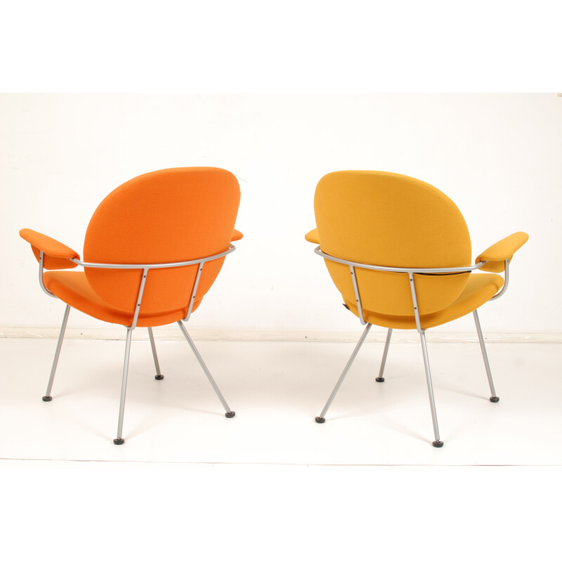 Chaise "Triënnale" Gispen en acier et tissu orange et jaune - 1960 