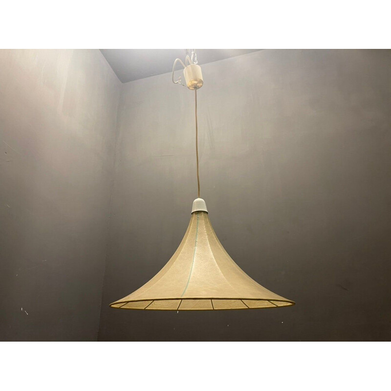 Lámpara de suspensión italiana de época Cocoon de los hermanos Castiglioni para Flos, 1970