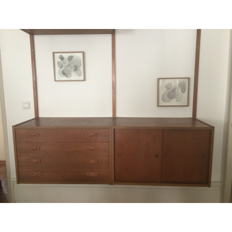 Mid century mural storage system in teak, Poul CADOVIUS - 1960s