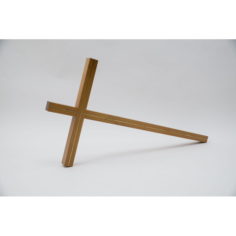 Vintage crucifixo minimalista alemão em nogueira e latão, 1960