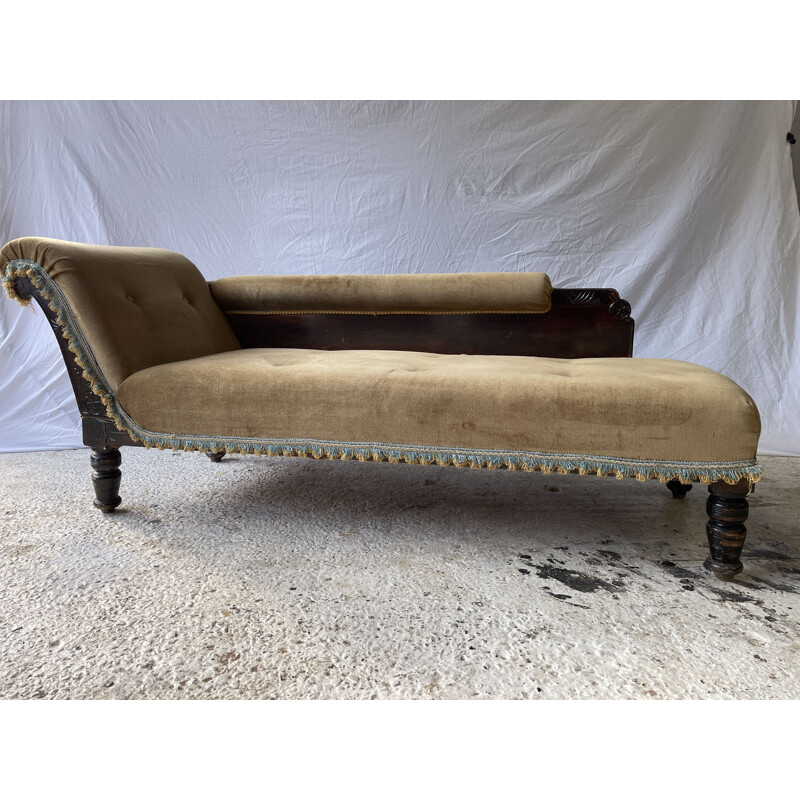 Edwardian vintage daybed in sand velvet