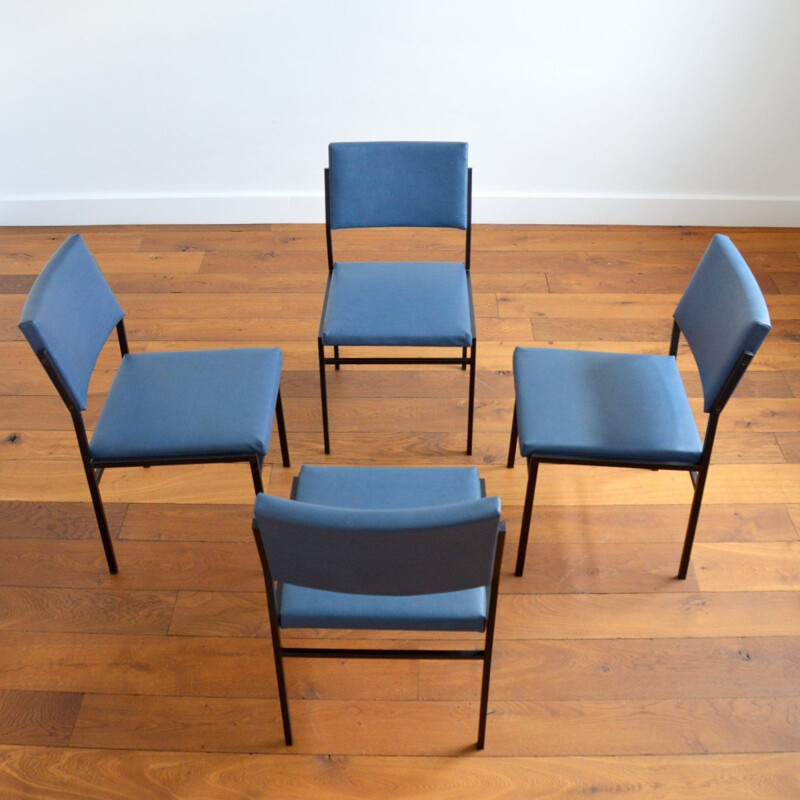 Set of 4 vintage metal chairs by Gijs Van Der Sluis, 1950s