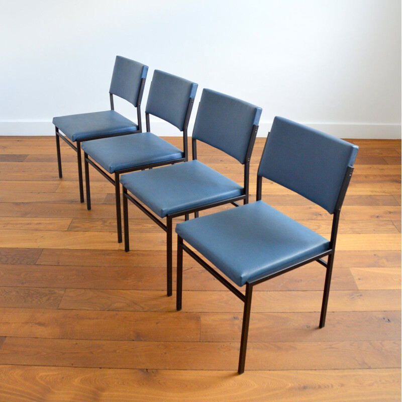 Set of 4 vintage metal chairs by Gijs Van Der Sluis, 1950s