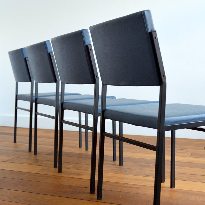 Set of 4 vintage metal chairs by Gijs Van Der Sluis, 1950s