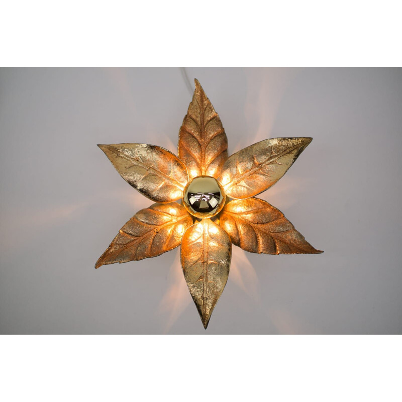 Vintage gold wall lamp by Willy Daro for Massive, 1970s