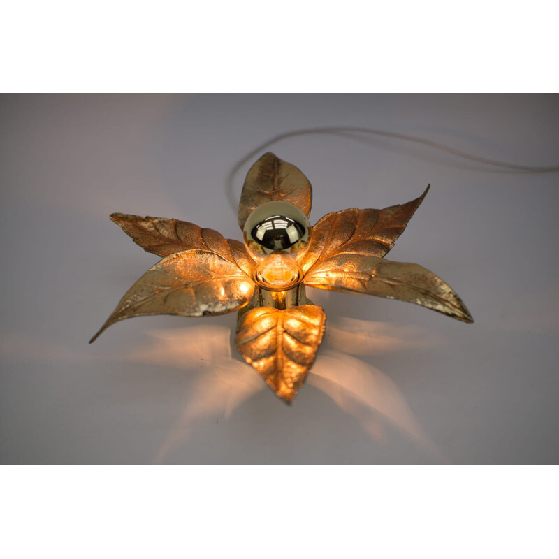 Vintage gold wall lamp by Willy Daro for Massive, 1970s