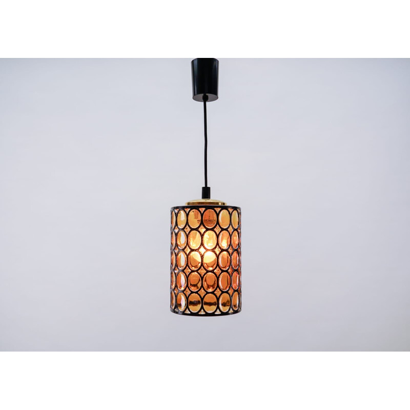 Vintage amber glass pendant lamp from Limburg, Germany 1960