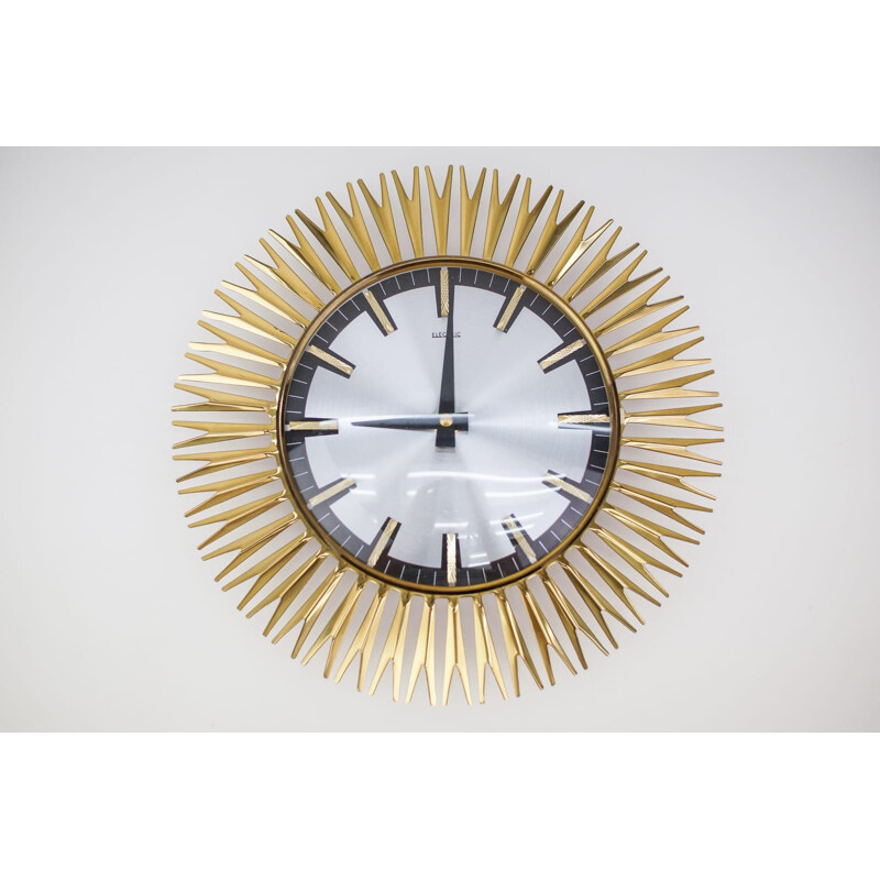 Vintage brass wall clock, 1960s