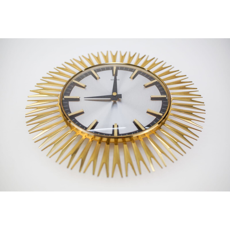 Vintage brass wall clock, 1960s
