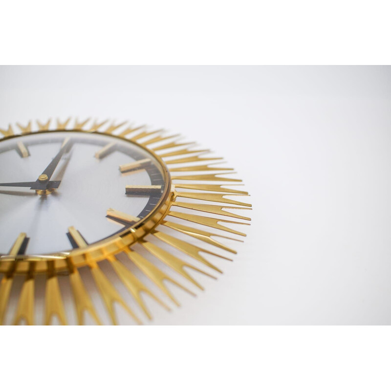 Vintage brass wall clock, 1960s