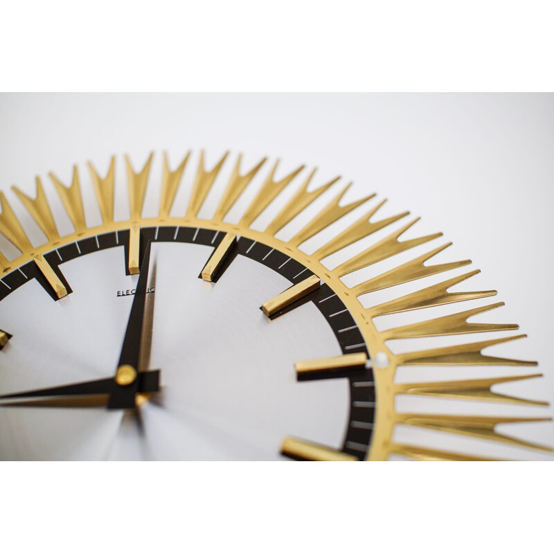 Vintage brass wall clock, 1960s