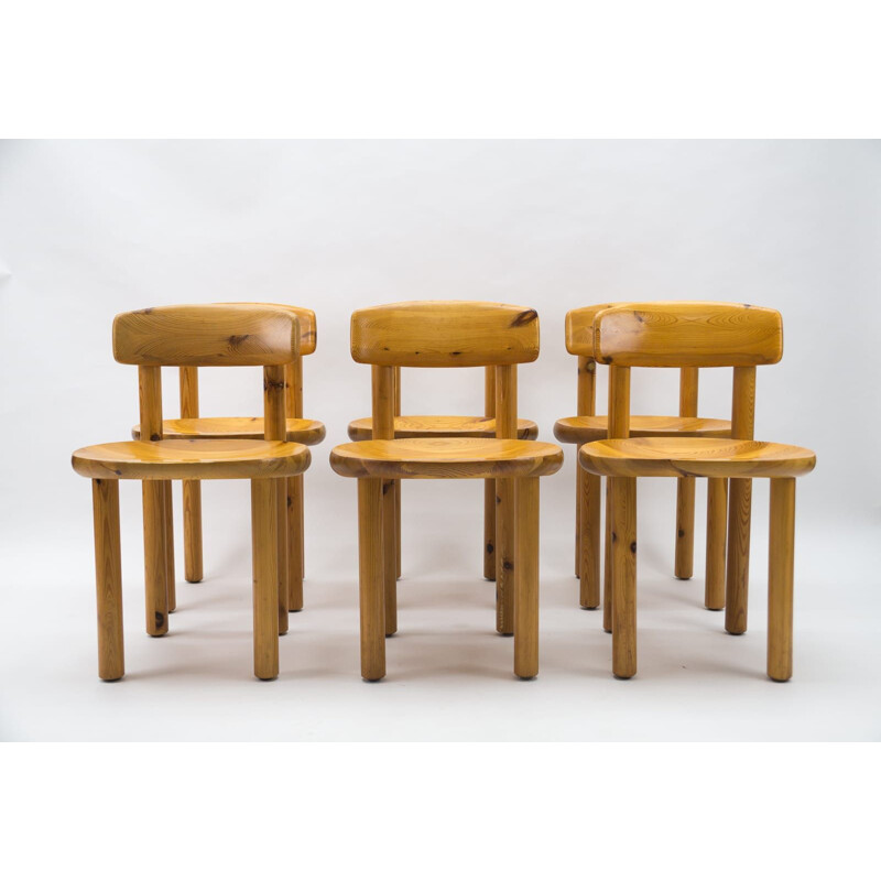 Set of 6 vintage pine chairs by Rainer Daumiller, 1970