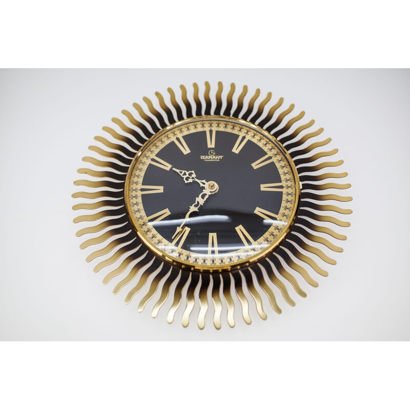 Vintage German brass clock, 1960s
