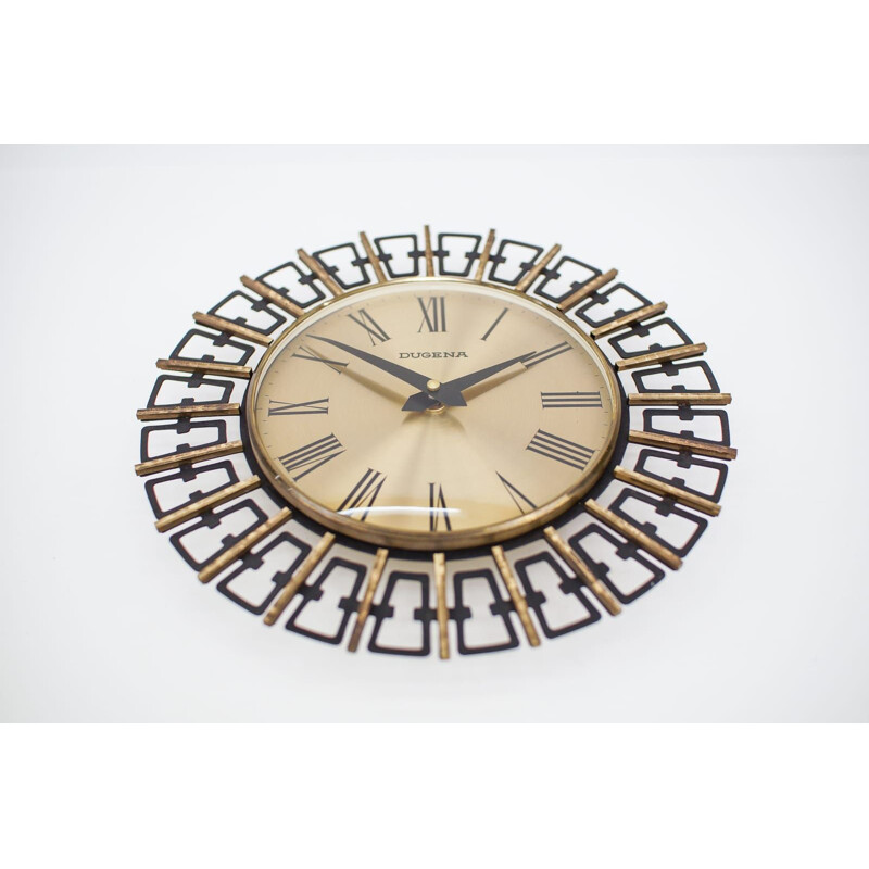 Vintage brass clock by Dugena, Germany 1960