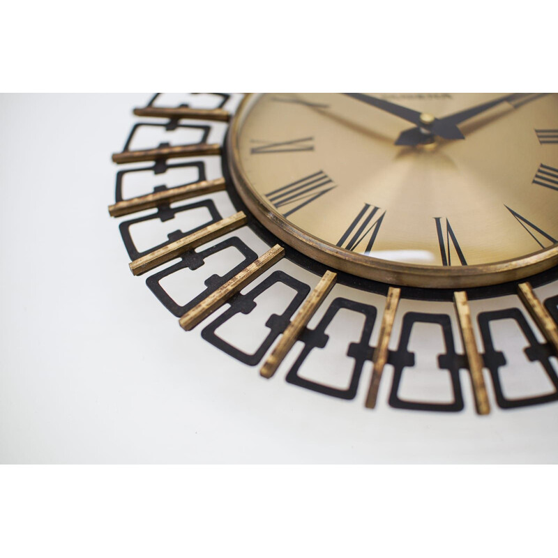 Vintage brass clock by Dugena, Germany 1960