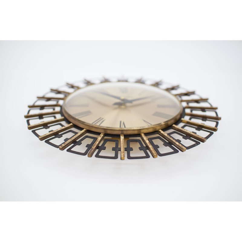 Vintage brass clock by Dugena, Germany 1960