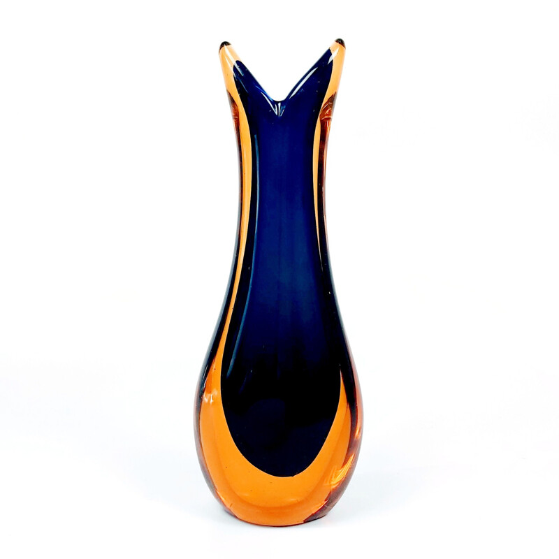 Vase vintage Sommerso en verre par Flavio Poli pour Seguso, Italie 1960