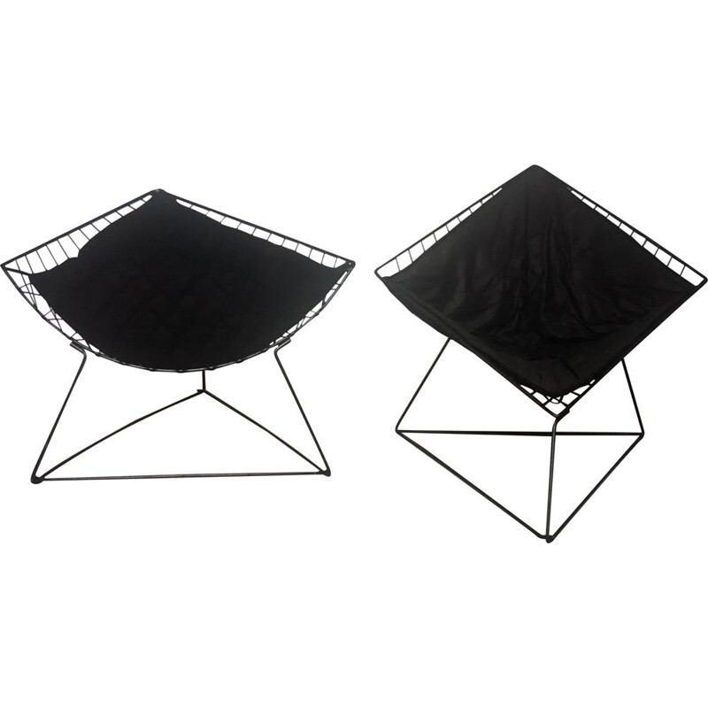 Pair of vintage black lacquered steel armchairs "Oti" by Niels Gammelgaard for Ikea, Sweden 1980