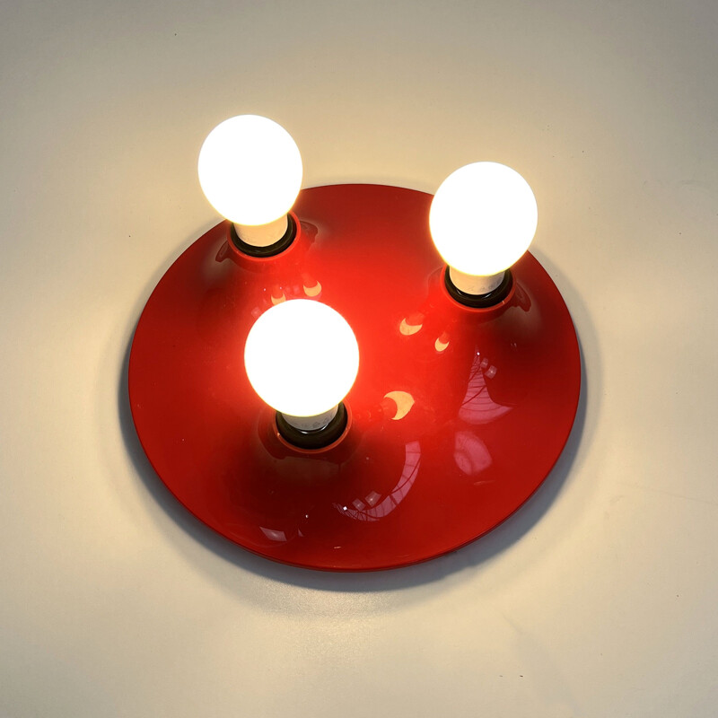 Vintage Triteti wall lamp in red by Vico Magistretti for Artemide, 1960s