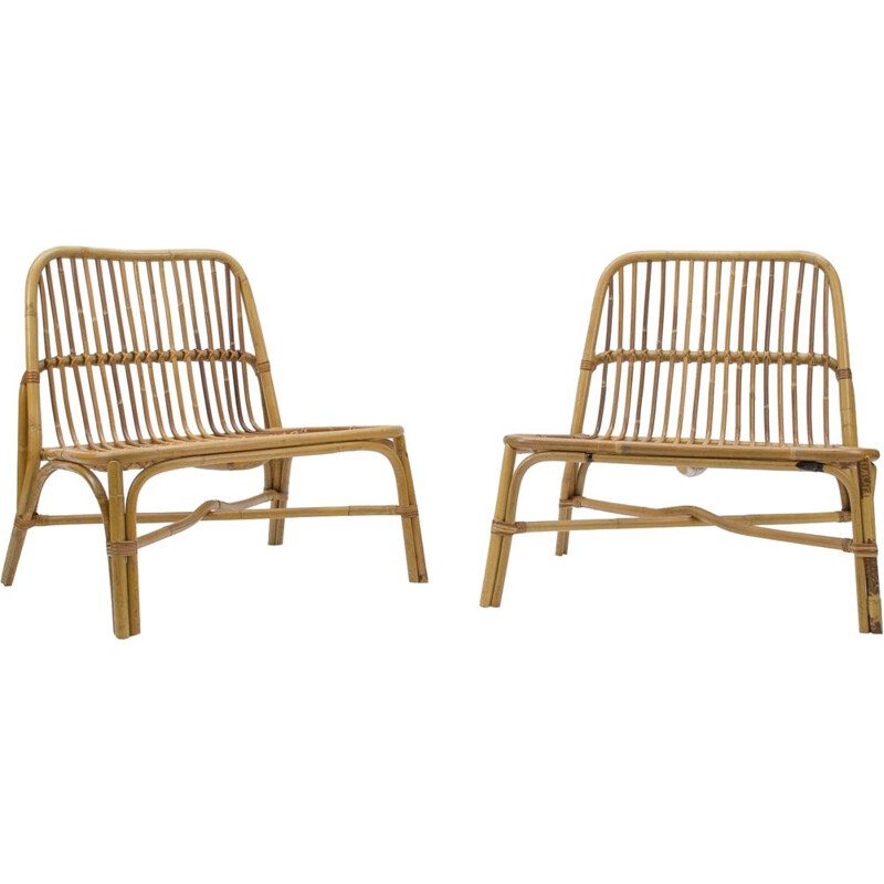 Paire de fauteuils vintage - bambou