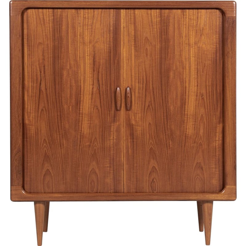 Vintage teak cabinet with tambour doors by Dyrlund, Denmark 1960