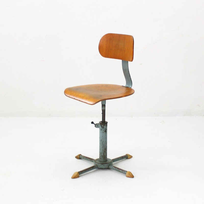Vintage industrial height-adjustable chair - 1950s