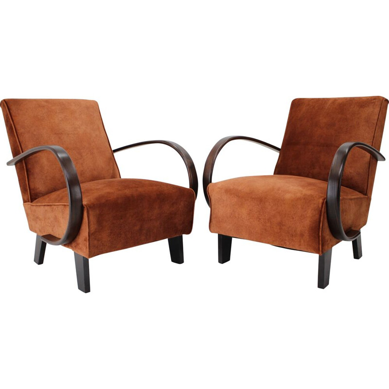 Pair of vintage armchairs by Jindrich Halabala, Czechoslovakia 1950s