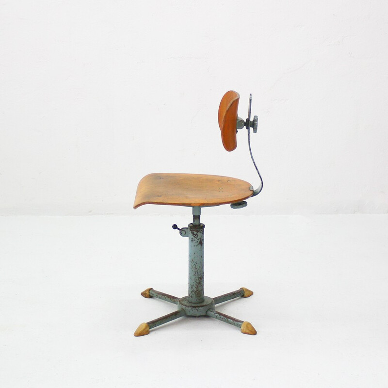 Vintage industrial height-adjustable chair - 1950s