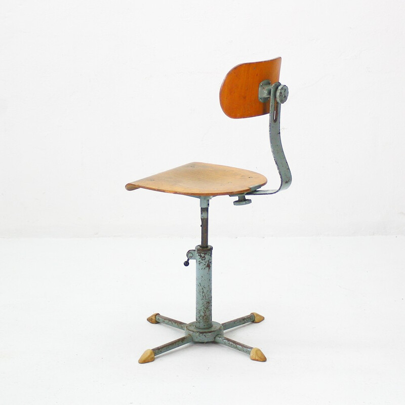 Vintage industrial height-adjustable chair - 1950s