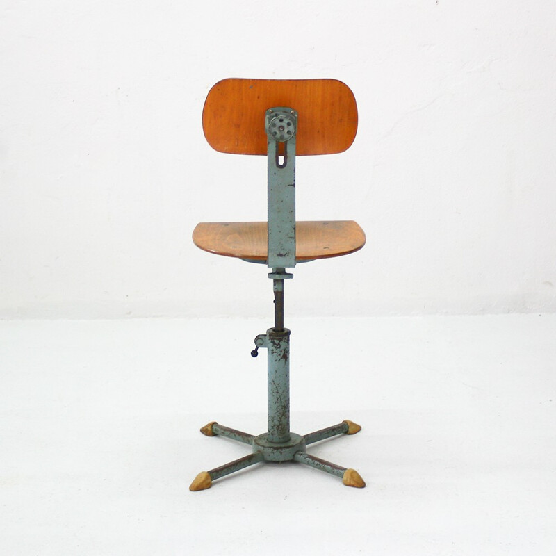 Chaise industrielle vintage avec hauteur réglable - 1950