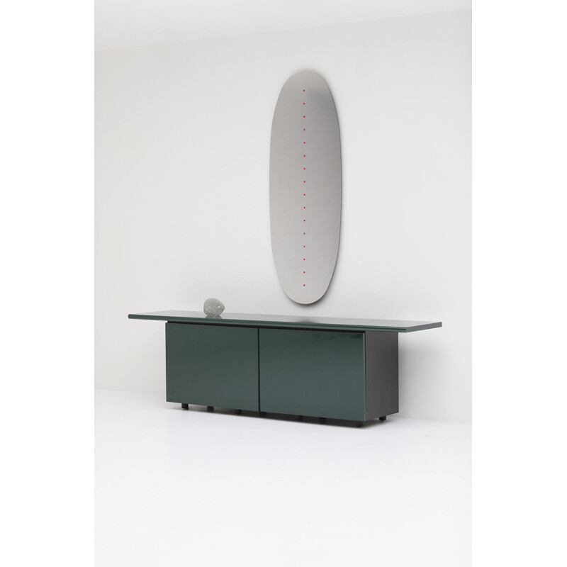 Vintage green lacquered Sheraton sideboard by Giotto Stoppino for Acerbis, 1977