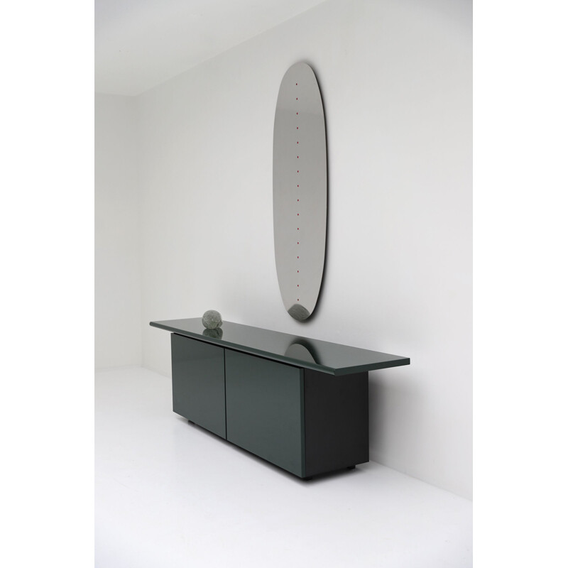 Vintage green lacquered Sheraton sideboard by Giotto Stoppino for Acerbis, 1977