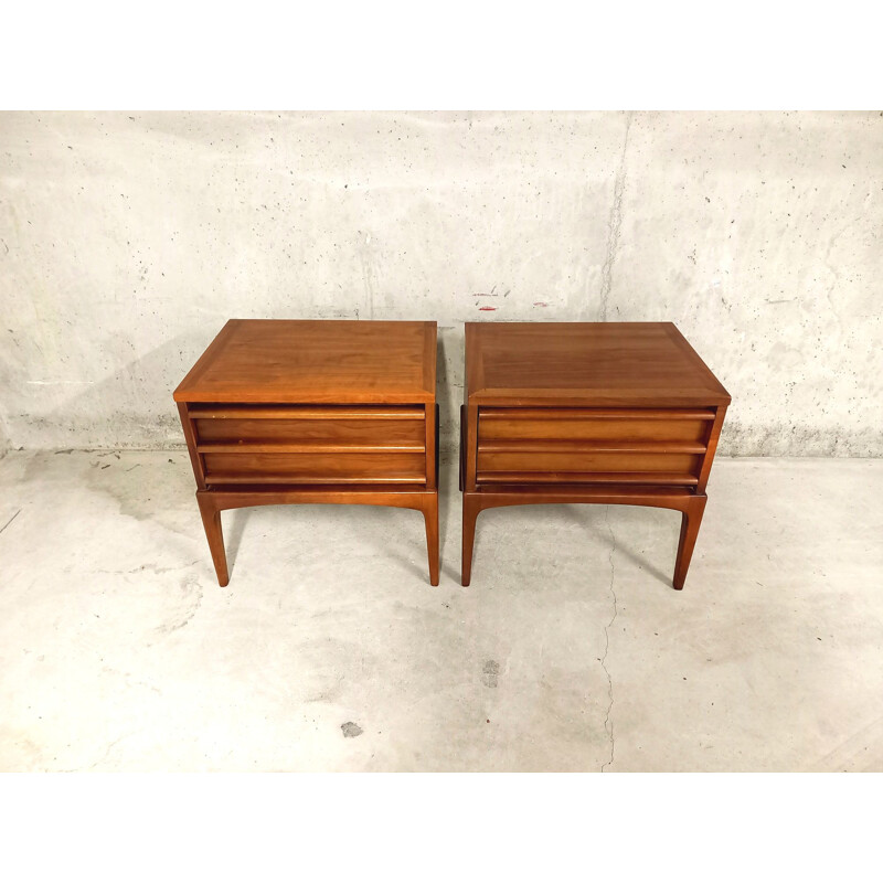 Pair of vintage Lane Furniture night stands in walnut by Paul McCobb, 1960