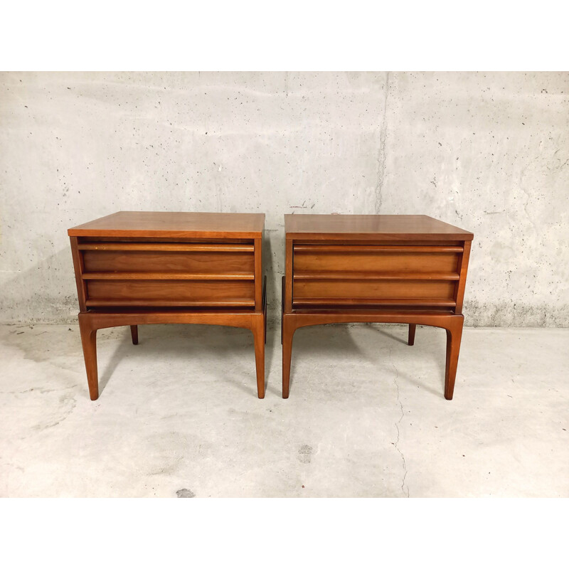 Pair of vintage Lane Furniture night stands in walnut by Paul McCobb, 1960