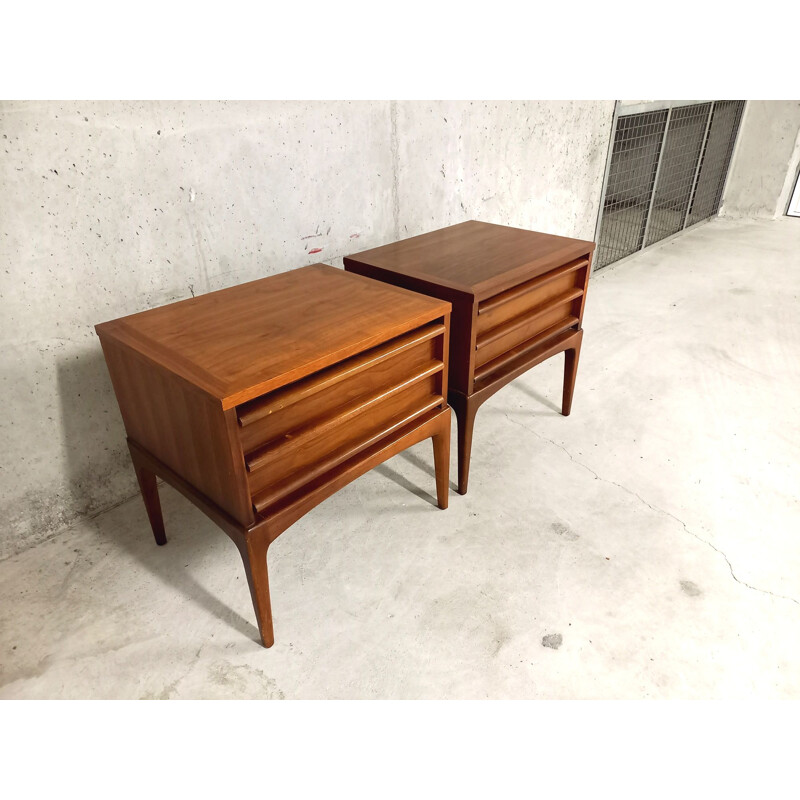 Pair of vintage Lane Furniture night stands in walnut by Paul McCobb, 1960