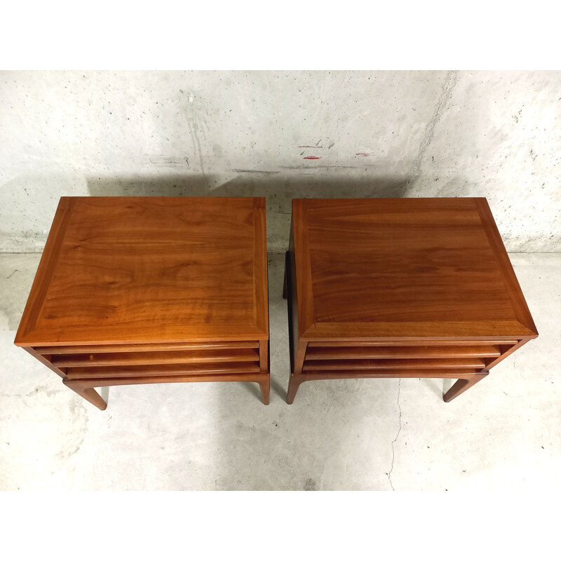 Pair of vintage Lane Furniture night stands in walnut by Paul McCobb, 1960