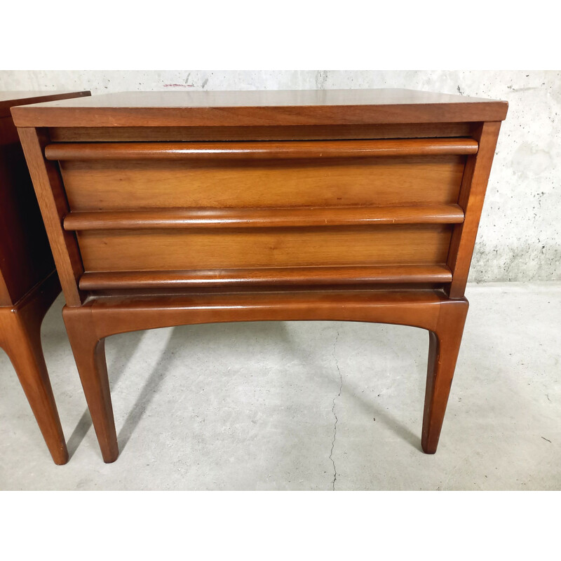 Pair of vintage Lane Furniture night stands in walnut by Paul McCobb, 1960