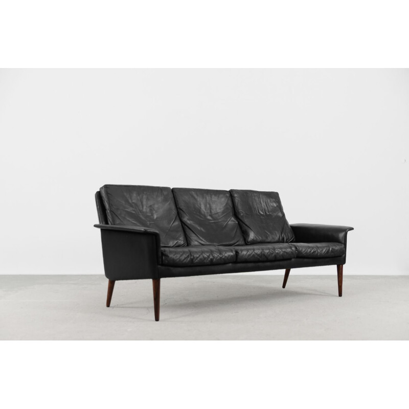 Vintage Scandinavian leather sofa 265 by H.W. Klein for Bramin, 1960s