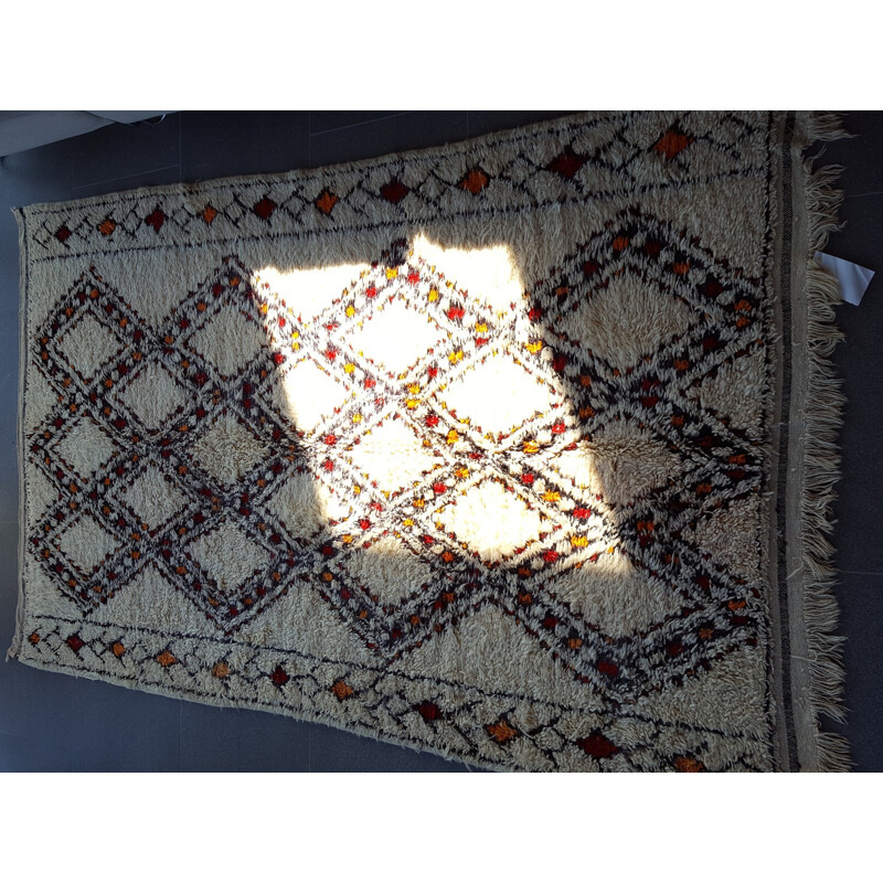 Tapis beni ouarain vintage en laine, Maroc 1970