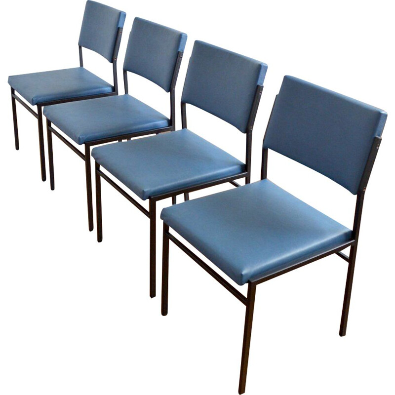 Set of 4 vintage metal chairs by Gijs Van Der Sluis, 1950s