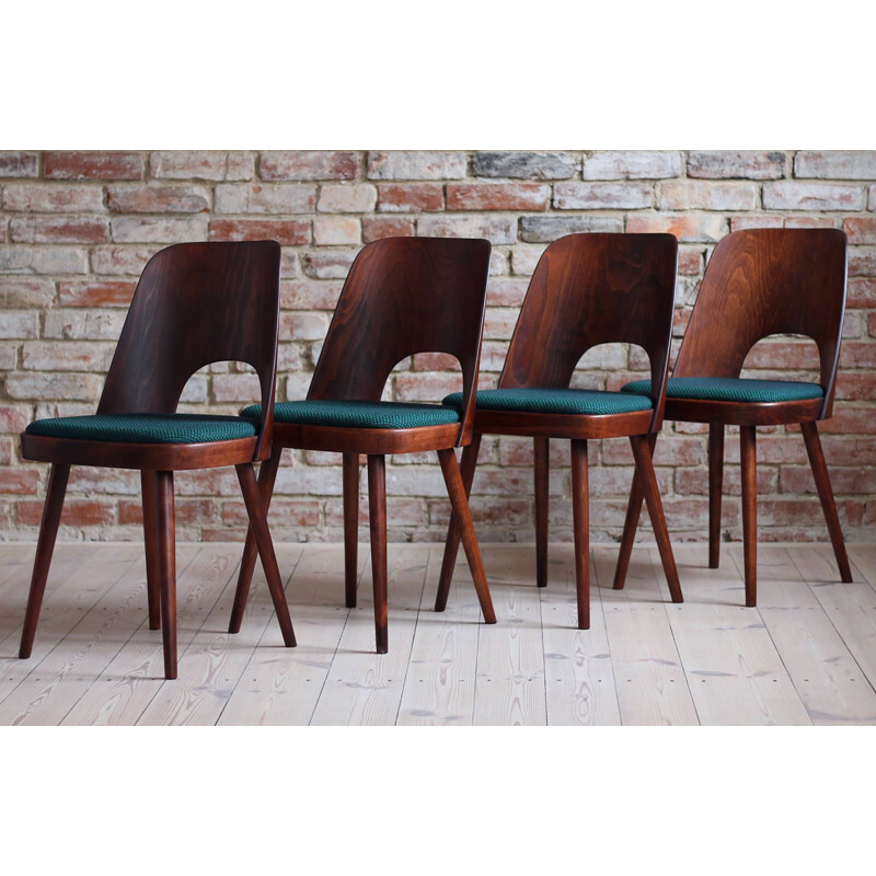 Set of 4 vintage dining chairs in Kvadrat fabric by Oswald Haerdtl, 1950s