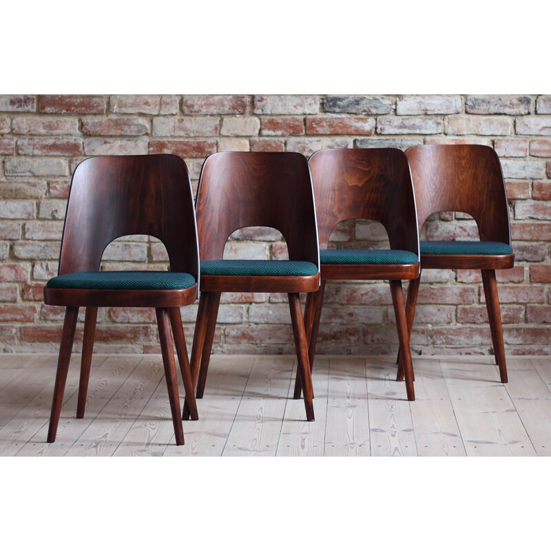 Set of 4 vintage dining chairs in Kvadrat fabric by Oswald Haerdtl, 1950s
