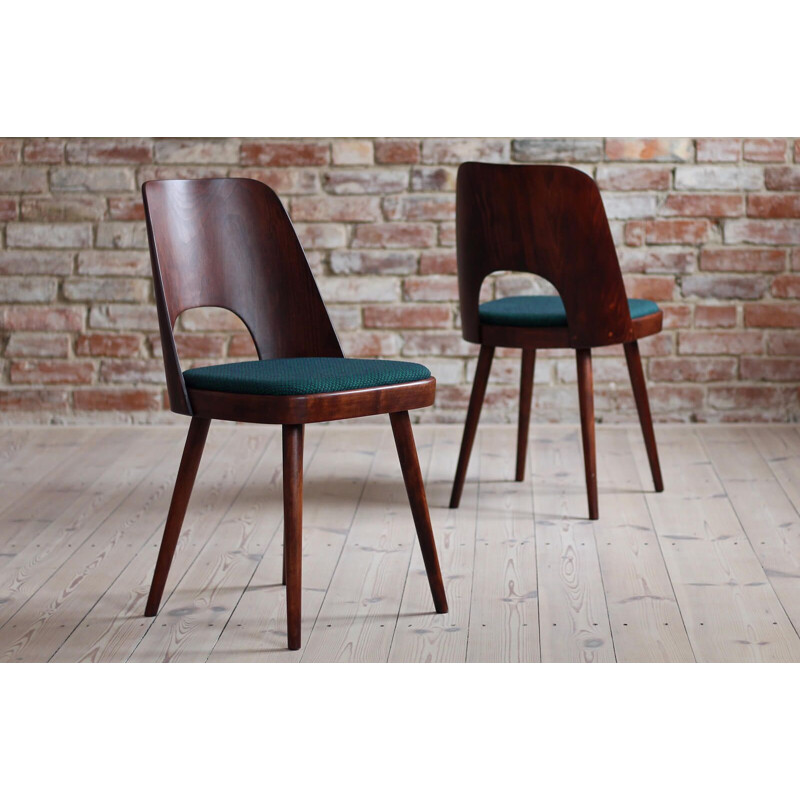 Set of 4 vintage dining chairs in Kvadrat fabric by Oswald Haerdtl, 1950s
