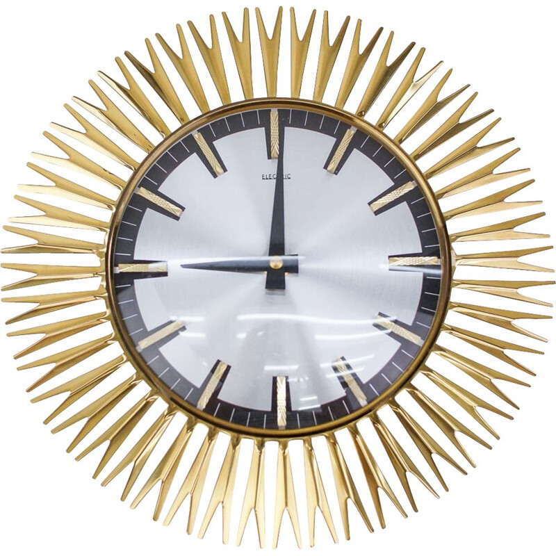 Vintage brass wall clock, 1960s
