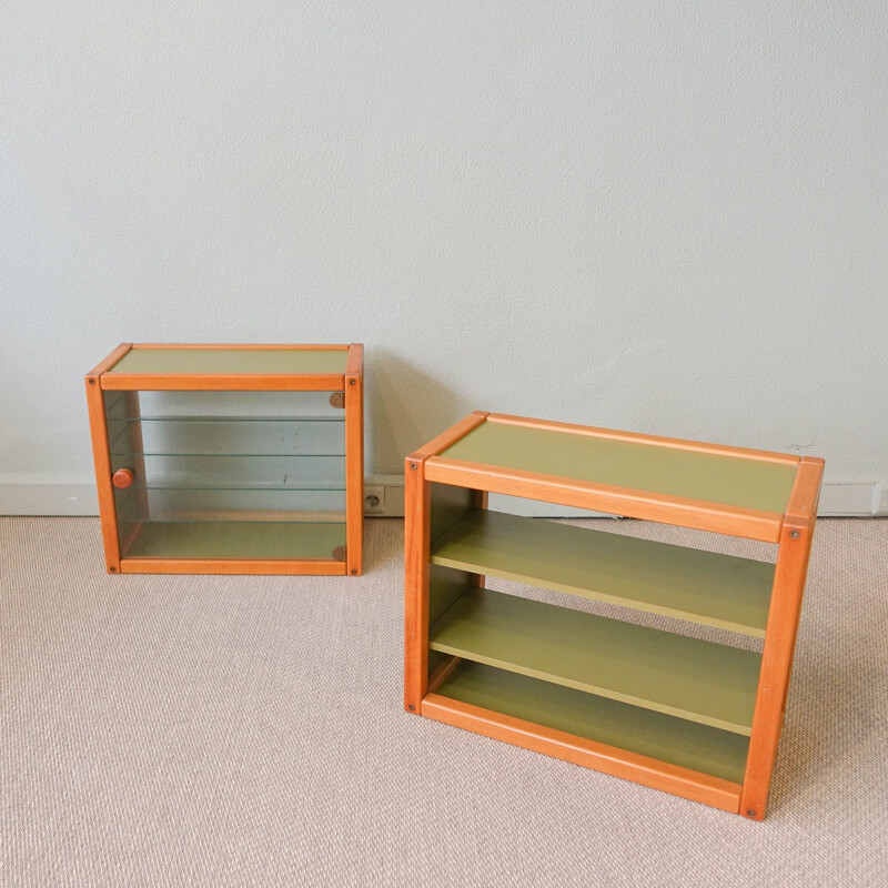 Pair of vintage glass storage units from the "Profilsystem" collection by Elmar Flötotto for Flötotto, Germany 1980